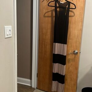 This is a light black and beige sundress